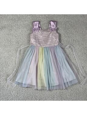 NWOT Girls Jona Michelle Pastel Rainbow Sequin Tutu Dress (size 7) #TM225